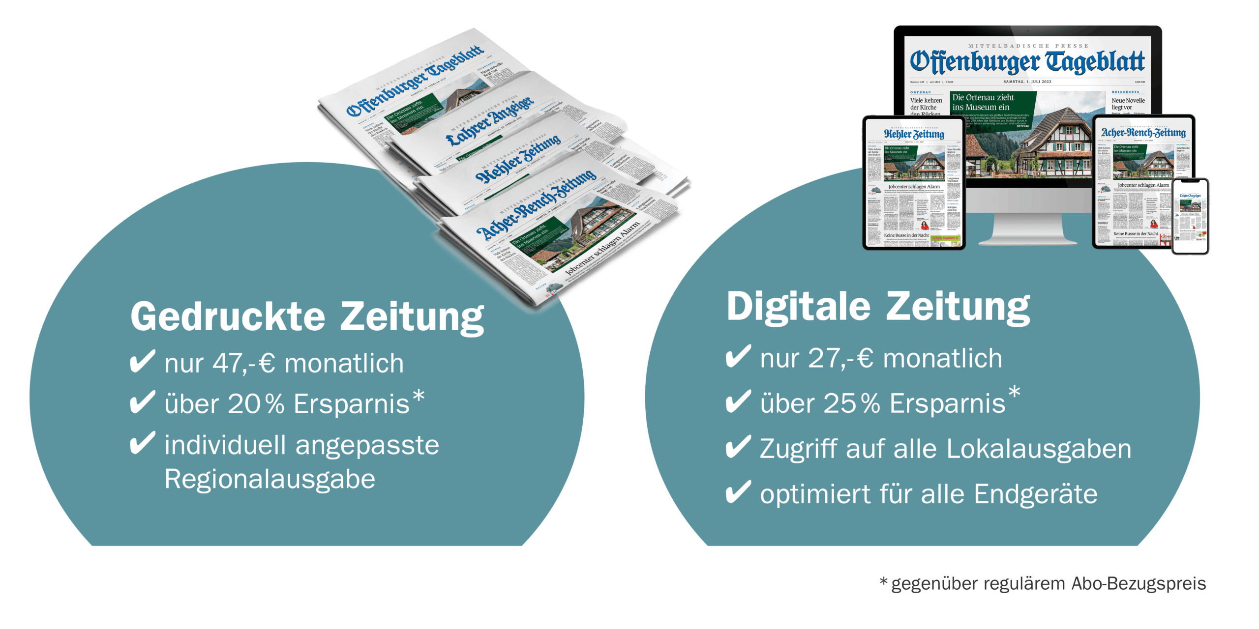 3-Monats-Abo. Print für 47 €/Monat und digital für 27€/Monat.